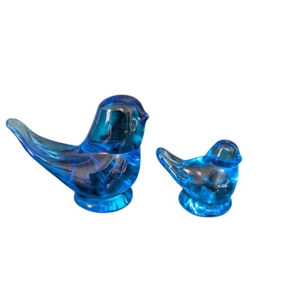 Handmade Bluebird Of Happiness Glass Figurines By Terra Studios Pair Of 1991 Si - Picture 4 of 11